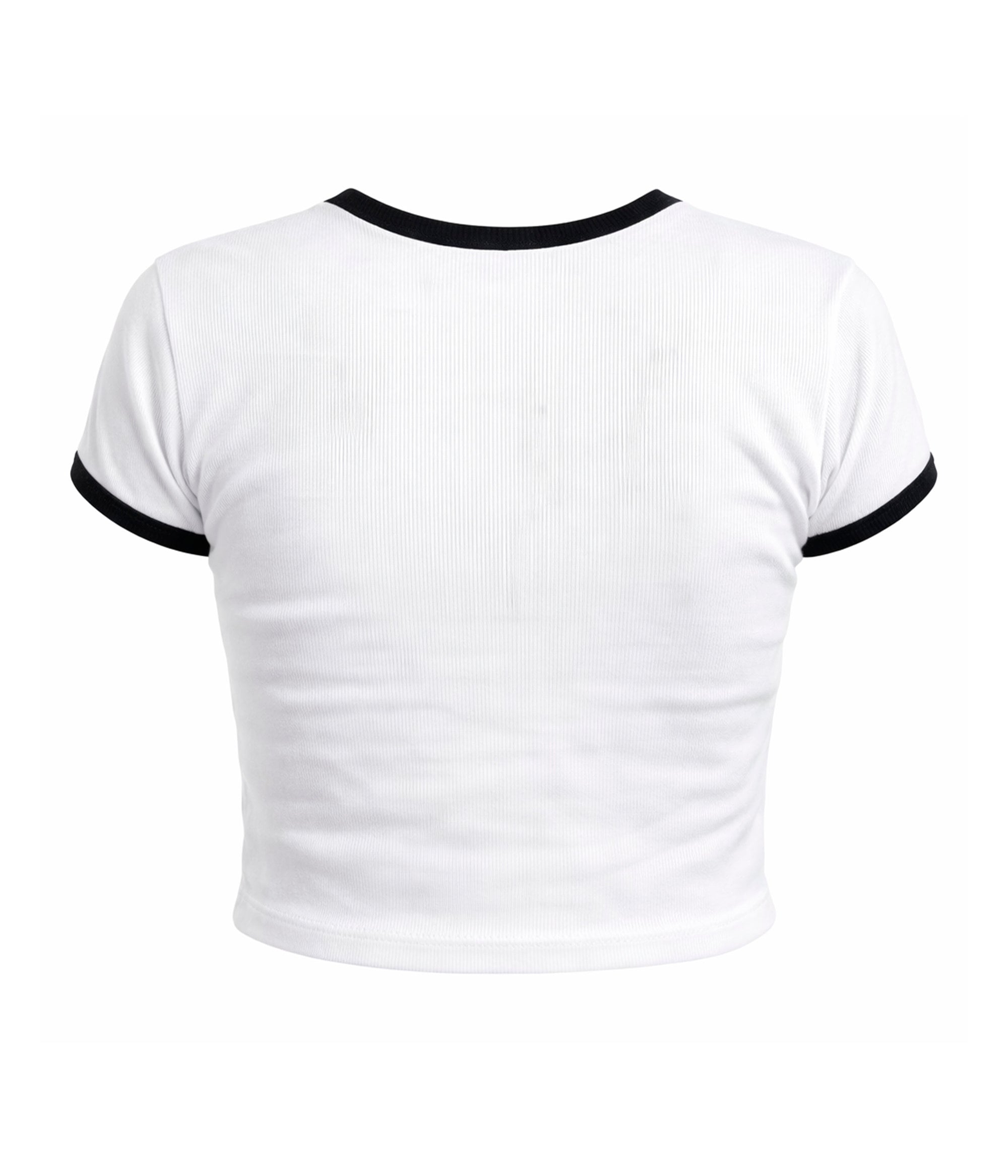 Crop top "Sexy Angel" manga corta blanco y negro