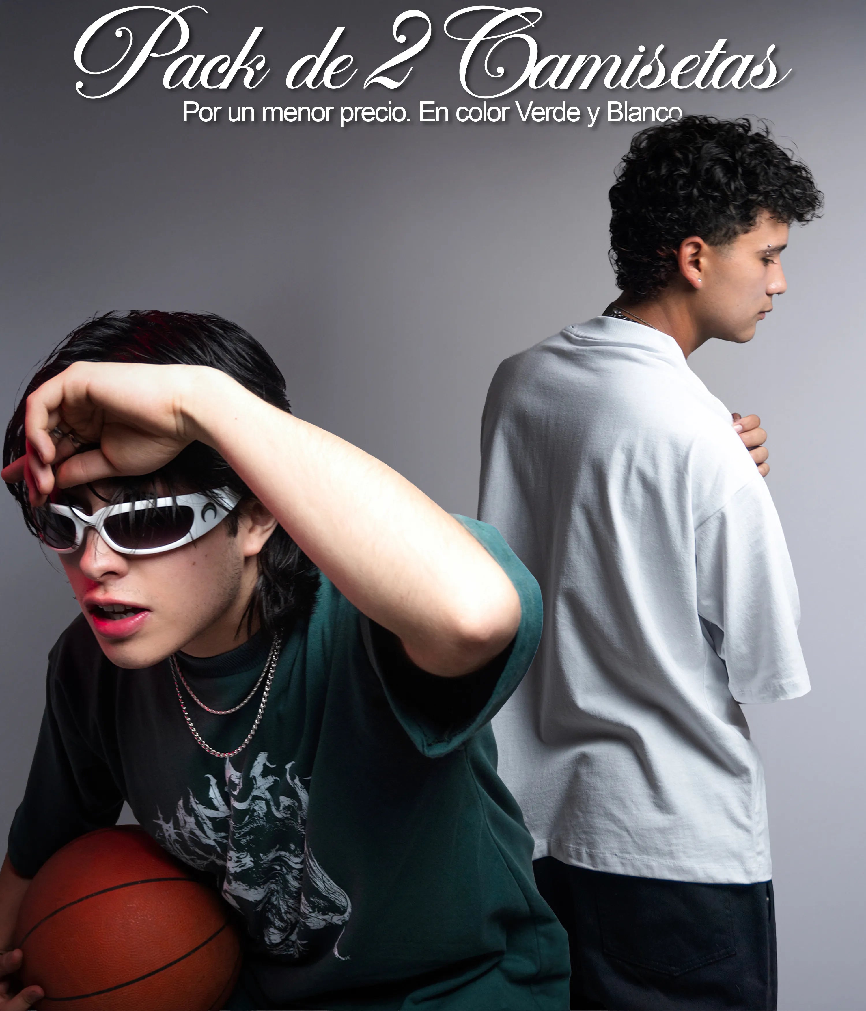 Pack de 2 Camisetas en verde y blanco