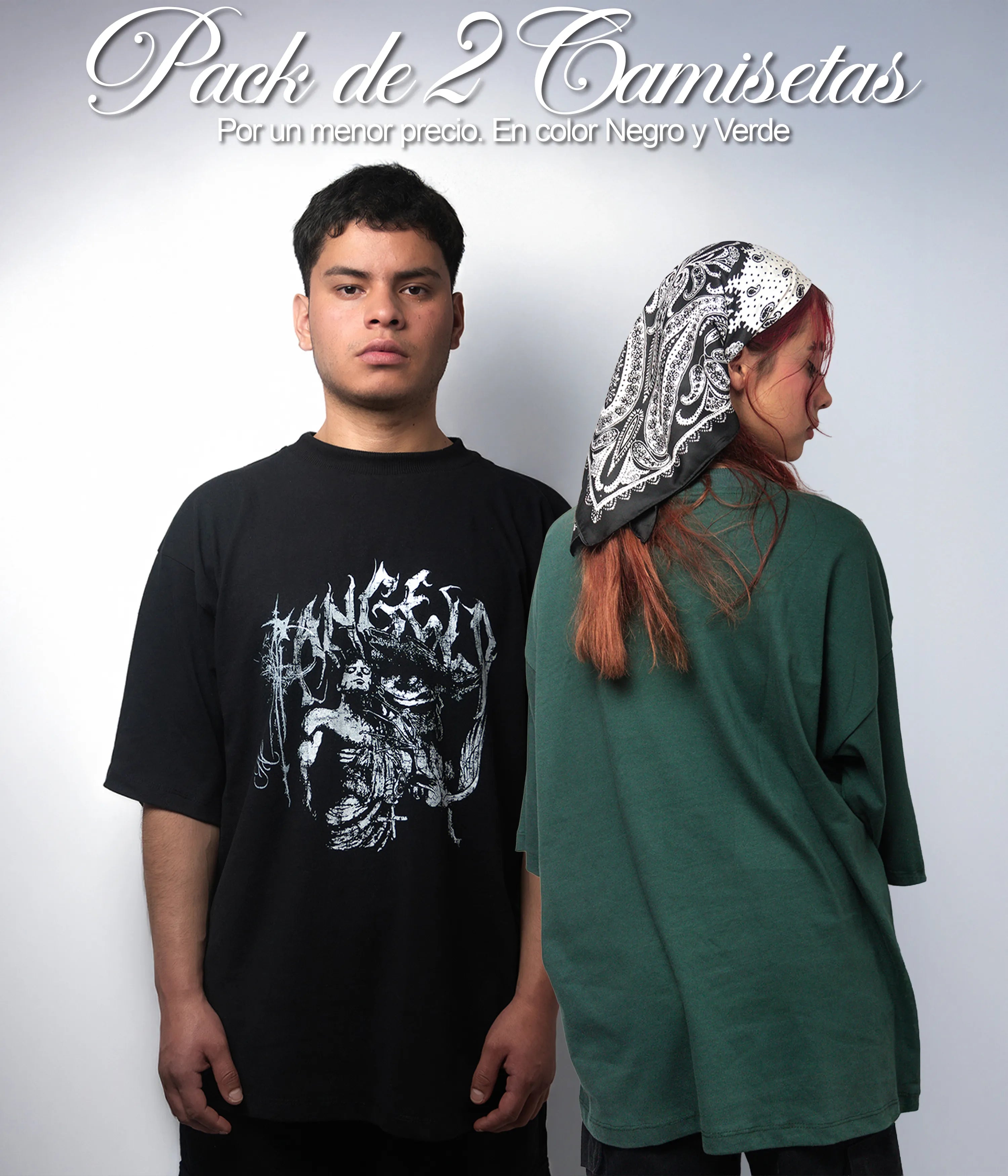 Pack de 2 Camisetas en negro y verde