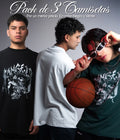 Pack de 3 Camisetas en blanco, negro y verde