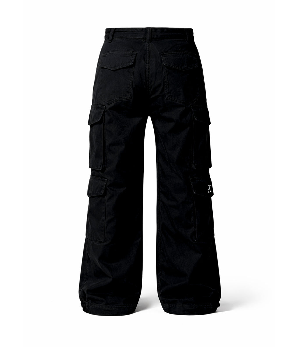 Pantalón Cargo Loose Fit, Corte Masculino Negro