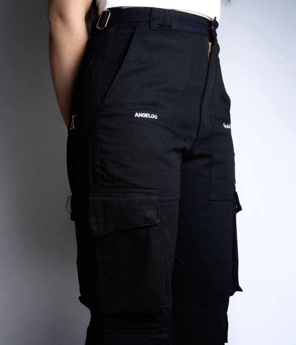 Pantalón Cargo Loose Fit, Corte femenino Negro