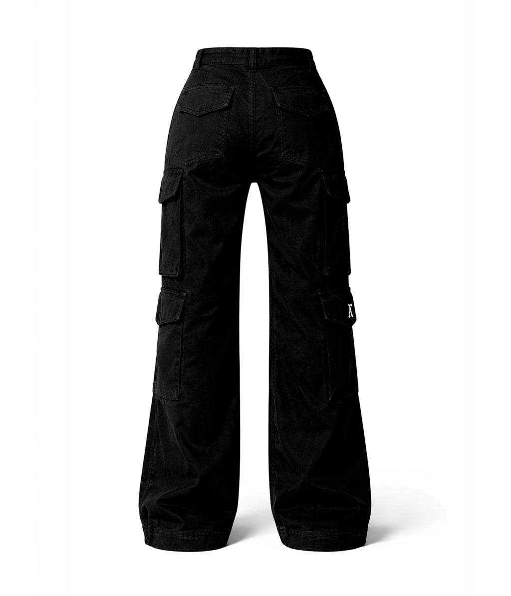 Pantalón Cargo Loose Fit, Corte femenino Negro